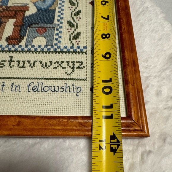 VTG Crosstitch Art Jeremiah Junction Table Blessings Professionally Framed 80’s - Picture 10 of 12